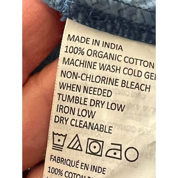 Prana 100% Organic Cotton Blue Short Sleeve Shirt Button Up Mens Large C… - Picture 5 of 6